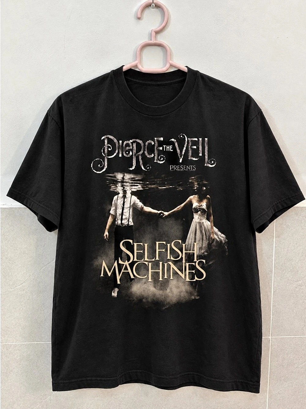 Pierce the Veil Selfish Machines Album Cover T-Shirt in Black